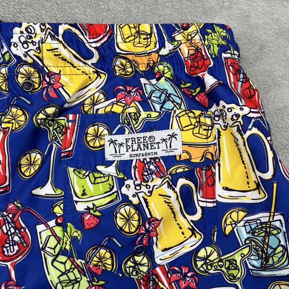 FREE‎ PLANET SWIM TRUNKS MEN'S MEDIUM COCKTAIL BEER BOARD SHORTS BEACH - Picture 12 of 13